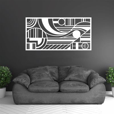 Modern Geometric Metal Wall Art, Vertical Wall Art, Geometric Wall Hanging, Abstract Metal Wall Art, Metal Wall Decor, Modern Hanging Wall Sculpture over bed, Living room wall decoration (White, 24 x 12 inch / 60 x 30 cm)