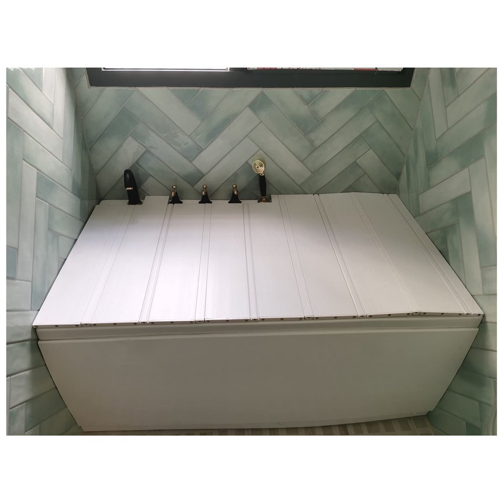 Bathtub Tray Folding Bathtub Cover, Heat-Resistant PVC Dust-Proof Cover Bathtub Tray Shutter Bath Lid, Plastic Insulation Board for Most Bathtubs, 1.2cm Thickness Multifunctional (Color : White, Siz