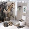 Dunmat 4Pcs Horse Full of Energetic Shower Curtain Sets for Bathroom view 1