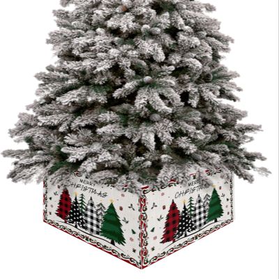 Christmas Tree Collar Folable Xmas Tree Merry Christmas Tree Ring, Xmas Tree Skirt for Artificial Tree Seasonal Winter Snowflake Base Stand Cover Xmas Holiday Ornaments Decoration 4PCS 17"x10"