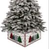 Christmas Tree Collar Folable Xmas Tree Merry Christmas Tree Ring, Xmas Tree Skirt for Artificial Tree Seasonal Winter Snowflake Base Stand Cover Xmas Holiday Ornaments Decoration 4PCS 17"x10" view 1