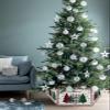 Christmas Tree Collar Folable Xmas Tree Merry Christmas Tree Ring, Xmas Tree Skirt for Artificial Tree Seasonal Winter Snowflake Base Stand Cover Xmas Holiday Ornaments Decoration 4PCS 17"x10" view 4