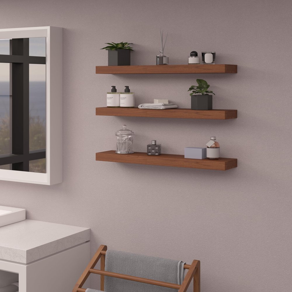 AquaTeak 30" Aru OptiAREA Floating Teak Wall Shelf