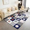 jejeloiu Football Soccer Baseball Basketball Decor Kids Indoor Floor Mat Sports Living Room Rugs Boys Sports Geometric Accent Rug Blue Black White Checkered Decorative Rug Area Rug 5x7 view 1