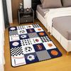 jejeloiu Football Soccer Baseball Basketball Decor Kids Indoor Floor Mat Sports Living Room Rugs Boys Sports Geometric Accent Rug Blue Black White Checkered Decorative Rug Area Rug 5x7 view 4
