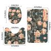 BrUgui Bathroom Rug Set - 3 Piece U-Shaped Toilet Mat, Non-Slip Floor Mat, and Lid Cover - Easy to Clean Peach Peony view 2