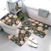 BrUgui Bathroom Rug Set - 3 Piece U-Shaped Toilet Mat, Non-Slip Floor Mat, and Lid Cover - Easy to Clean Peach Peony view 3