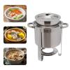 LOYALHEARTDY Chef Soup Warmer,4.23-Quart Stainless Steel Round Soup Warmer with Pot Lid and Electric Heating Plate Soup Warmer Soup Chafer Catering Supplies Food Warmers for Parties,Double Barrel view 3