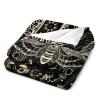 Abstract Moth Florals Flannel Blanket Abstract Gothic Magic Moon Stars Flower Aesthetic Throw Blanket for Kids Girls Teens Bedroom Decor Abstract Magic Florals for Bed Sofa Couch Travel Gift W60"xL80" view 3