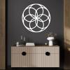 Seed of Life Metal Art, Metal Flowers Wall Decor, Sacred Geometry Wall Art, Abstract Metal Wall Art, Home Decor, Line Art Wall Decor, Wall Hanging for Yoga Room Decor, Metal Wall Art (Black, 18.5" x 18.5"|47 x 47 cm) view 2