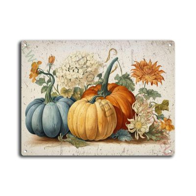 Aluminum Metal Tin Sign Pumpkins Decoration Thanksgiving Day For Bar Bathroom Yard Garage 12.00"x16.00"