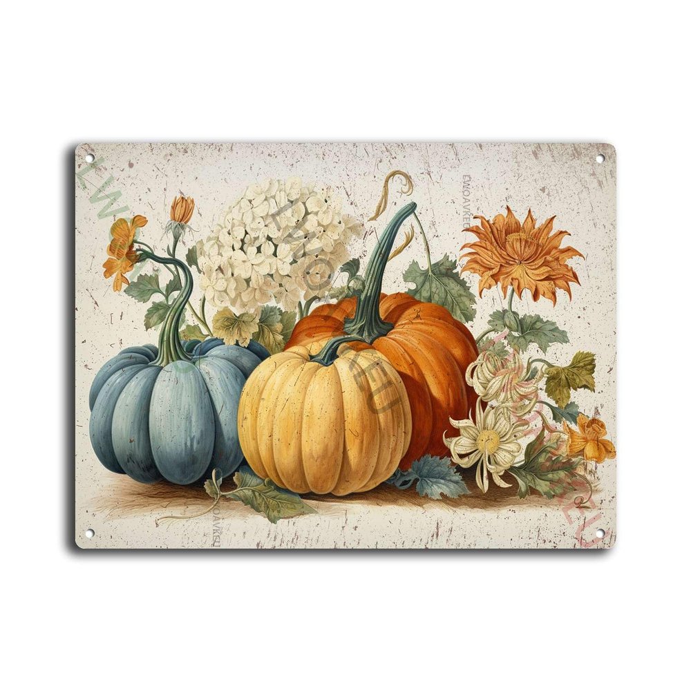 Aluminum Metal Tin Sign Pumpkins Decoration Thanksgiving Day For Bar Bathroom Yard Garage 12.00"x16.00"