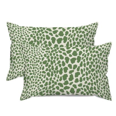 MISSUYSA Green Cheetah Leopard Print Animal Lumbar Support Pillow Case Set of 2 Chinoiserie Throw Pillowcase 16x26in Decorative Pillow Home Cotton Linen Chic Cushion Cases for Sofa Couch Car
