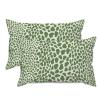 MISSUYSA Green Cheetah Leopard Print Animal Lumbar Support Pillow Case Set of 2 Chinoiserie Throw Pillowcase 16x26in Decorative Pillow Home Cotton Linen Chic Cushion Cases for Sofa Couch Car view 1