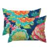 MISSUYSA Navy Pink Chinoiserie Peony Floral Throw Pillowcase Set of 2 Asian Style Rectangular Cushion Cover 20x30in Decorative Pillow Home Cotton Linen Ethnic Accent Pillowcase for Bedroom Sofa Car view 1
