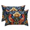 MISSUYSA Asian Throw Pillow Case Red Bird Floral Flower Square Cushion Cover Japanese 20x30in Set of 2 Decorative Pillow Home Cotton Linen Elegant Rectangular Cushion Cover for Couch Bed Bedroom view 1