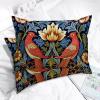 MISSUYSA Asian Throw Pillow Case Red Bird Floral Flower Square Cushion Cover Japanese 20x30in Set of 2 Decorative Pillow Home Cotton Linen Elegant Rectangular Cushion Cover for Couch Bed Bedroom view 3
