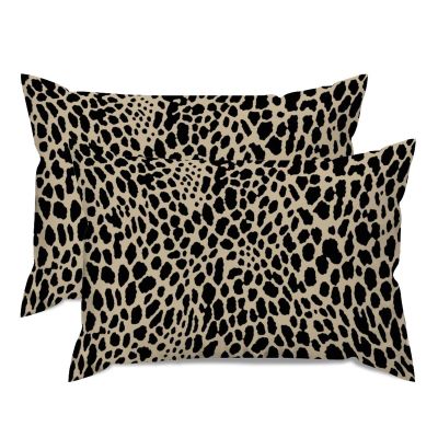 MISSUYSA Black Cheetah Leopard Print Pillow Cover Set of 2 Traditional Oriental Rectangular Throw Pillow Cover 20x30in Decorative Pillow Home Cotton Linen Retro Square Cushion Cover for Sofa Decor