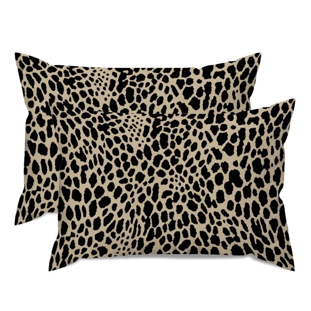 MISSUYSA Black Cheetah Leopard Print Pillow Cover Set of 2 Traditional Oriental Rectangular Throw Pillow Cover 20x30in Decorative Pillow Home Cotton Linen Retro Square Cushion Cover for Sofa Decor