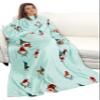 Catalonia Christmas Print Wearable Blanket with Sleeves and Pocket, Cozy Soft Fleece Mink Micro Plush Wrap Throws Blanket Robe for Women and Men view 1