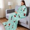 Catalonia Christmas Print Wearable Blanket with Sleeves and Pocket, Cozy Soft Fleece Mink Micro Plush Wrap Throws Blanket Robe for Women and Men view 3