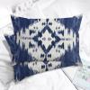 MISSUYSA Blue Grey Ikat Lumbar Pillowcases Set of 2 Chinese Style Throw Pillow Cover 20x30in Decorative Pillow Home Cotton Linen Traditional Square Cushion Cover for Sofa Bed Couch Chair Patio view 3