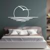 Cadeali Sunrise Metal Wall Art, Sun and Seagulls Metal Wall Decor, Boho Sun Decor, Minimalist Sunset Interior Artwork, Mid Century Modern Home Accents, Living Room Wall Art (White, 30"x16"|76x41cm) view 1