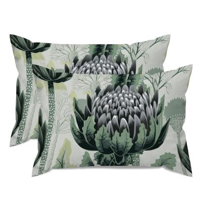 MISSUYSA Chinoiserie Green Floral Throw Pillow Cover Set of 2 Asian Oriental Rectangular Cushion Cover 20x30in Decorative Pillow Home Cotton Linen Chic Square Cushion Cover for Sofa Bedroom Decor