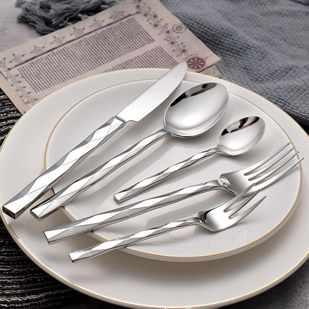 Halloween Essentials Cutlery Set 30 Piece Silverware Set for 6 Food-Grade Stainless Steel Include Knives Dinner Forks Spoons Teaspoons Ergonomic Durable Family Gatherings Best Gift Combo