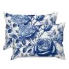 MISSUYSA Indigo Blue Floral Lumbar Throw Pillow Cover Set of 2 Traditional Chinese Pillow Cover 20x30in Decorative Pillow Home Cotton Linen Traditional Pillowcase for Sofa Living Room Bedroom Decor view 1