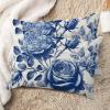 MISSUYSA Indigo Blue Floral Lumbar Throw Pillow Cover Set of 2 Traditional Chinese Pillow Cover 20x30in Decorative Pillow Home Cotton Linen Traditional Pillowcase for Sofa Living Room Bedroom Decor view 2
