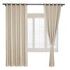 Frelement Grommet Top Drapery Panel Solid Color Linen Curtains Drapes Blackout Curtains with Tiebacks Thermal Insulated Curtains for Living Room Bedroom, 72" W x 84" L, 2 Panels, Sand Beige view 1