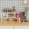 Jojocross Expandable Cabinet Shelf Organizer Storage Spice Rack Shelves for Kitchen Stackable Adjustable Pantry Cupboard Bathroom Countertop Desktop(2Packs/White/Medium) view 2