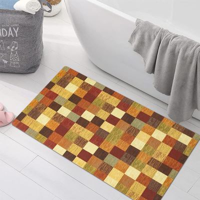 Griclner Non-Slip Bathroom Mat Rugs,Extra Absorbent Red Color Checkerboard Bath Mat for Bathroom, Machine Wash Stone Bath Mat, Dry Fast Solid Super Absorbent Bath Mat (5FTx32FT Checkerboard)