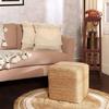 REDEARTH  Cube Pouf Foot Stool Ottoman - Jute Braided Pouffe Poof Accent Sitting - Set of 2 Footrest for The Living Room, Bedroom, Nursery, Patio, Lounge, Office - 14.5X14.5X16 - Natural view 2
