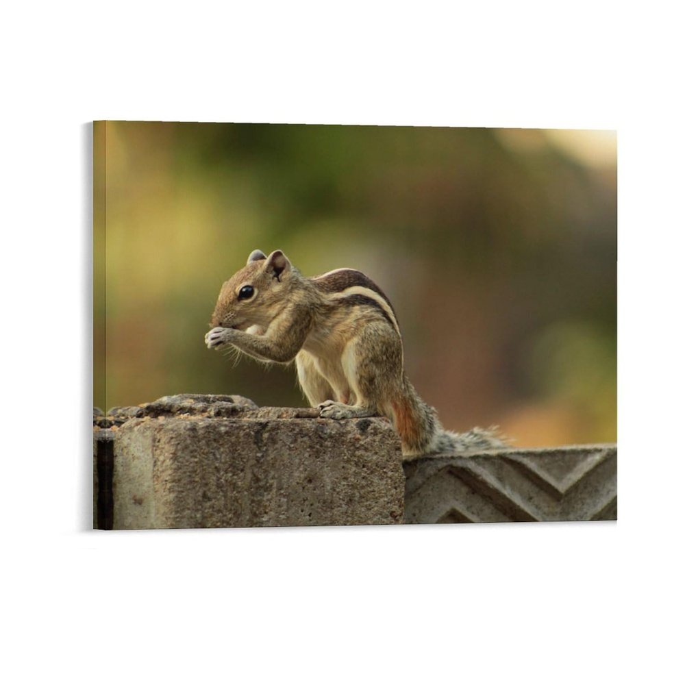 8"x10" Canvas Wall Art, Squirrel Animal Chipmunks Picture Prints, Rustic Modern Wall Decor Artwork, Farmhouse Kitchen Canvas Painting, Ready to Hang, Home Office Decor Art Print