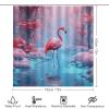 4Pcs Glam Pink Flamingo Shower Curtain Sets with Non-Slip Rugs, Toilet Lid Cover and Bath Mat, Ice World Winter Animals Snow Scene Abstract Bathroom Decor Set Waterproof Shower Curtains with 12 Hooks view 2