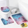 4Pcs Glam Pink Flamingo Shower Curtain Sets with Non-Slip Rugs, Toilet Lid Cover and Bath Mat, Ice World Winter Animals Snow Scene Abstract Bathroom Decor Set Waterproof Shower Curtains with 12 Hooks view 4