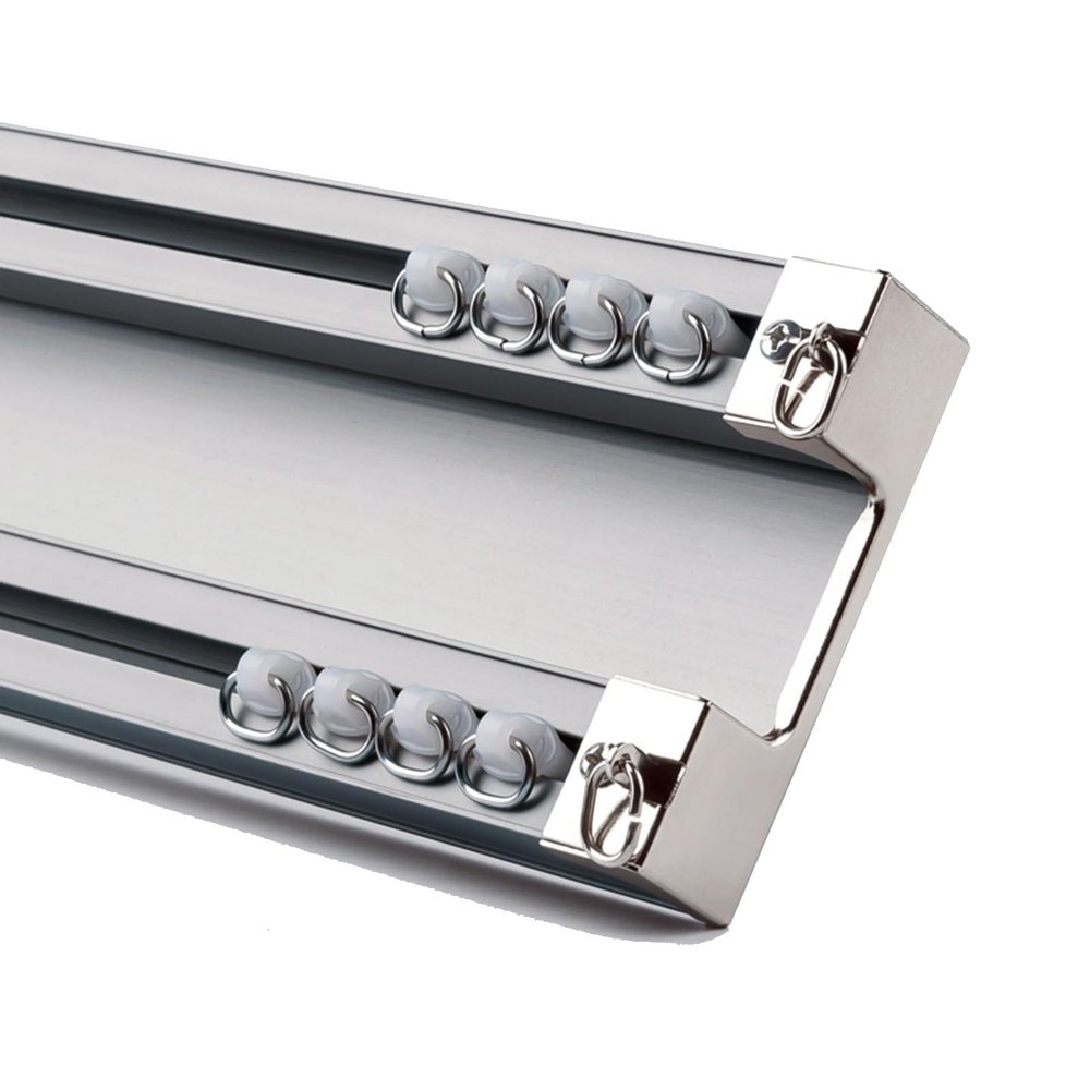 LTSRLL Double Curtain Rail Ceiling Mount, Deluxe Conjoined Double Track, Heavy Duty Curtain Rod for Room Divider (Color : Gray, Size : 1m/3.3ft(1m*1))