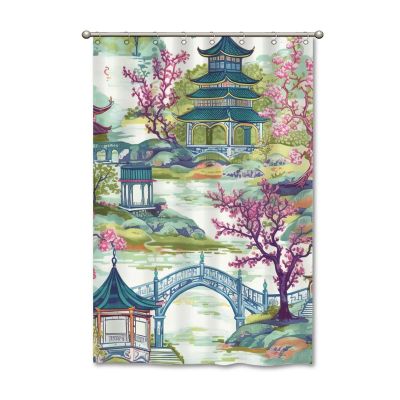 Yinrune White Blue Coral Asian Inspired Bathroom Chinoiserie Modern Shower Curtain 48x72in Polyester Fabric Set with Hooks