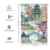 Yinrune White Blue Coral Asian Inspired Bathroom Chinoiserie Modern Shower Curtain 48x72in Polyester Fabric Set with Hooks view 2