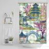 Yinrune White Blue Coral Asian Inspired Bathroom Chinoiserie Modern Shower Curtain 48x72in Polyester Fabric Set with Hooks view 3