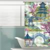 Yinrune White Blue Coral Asian Inspired Bathroom Chinoiserie Modern Shower Curtain 48x72in Polyester Fabric Set with Hooks view 4