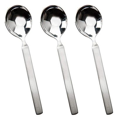 Fine Spoons Three-Piece Stainless Steel Spoon Long Handle Thick Watermelon Spoon Cake Dessert Spoon Oatmeal Breakfast Spoon Coffee Ice Tea Stirring Spoon Soup Spoons