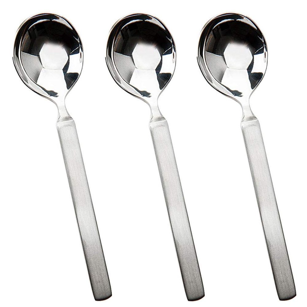 Fine Spoons Three-Piece Stainless Steel Spoon Long Handle Thick Watermelon Spoon Cake Dessert Spoon Oatmeal Breakfast Spoon Coffee Ice Tea Stirring Spoon Soup Spoons