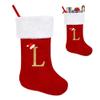 Glodecart Large Initial Stocking Christmas for Family Kids, Embroidered Letter L Red Velvet Monogrammed Christmas Stocking for Christmas Pendant Home Hanging Ornaments Party Decoration Xmas Stocking view 1