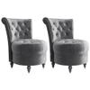 BELLEZE Throne Royal Chair Set of 2, Button-Tufted Accent Chair, Upholstered Velvet Chair, Low Back Armless Chair with Thick Padding and Rubberwood Legs - Malik (Grey) view 1