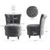 BELLEZE Throne Royal Chair Set of 2, Button-Tufted Accent Chair, Upholstered Velvet Chair, Low Back Armless Chair with Thick Padding and Rubberwood Legs - Malik (Grey) view 3
