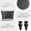 BELLEZE Throne Royal Chair Set of 2, Button-Tufted Accent Chair, Upholstered Velvet Chair, Low Back Armless Chair with Thick Padding and Rubberwood Legs - Malik (Grey) view 4