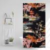 Yinrune Charcoal Coral Pagoda Shower Curtain Set with Hooks Chinoiserie Style Shower Curtain Asian Inspired Bathroom Shower Curtain Bathroom Decor Polyester Fabric Shower Curtains with Holes view 3